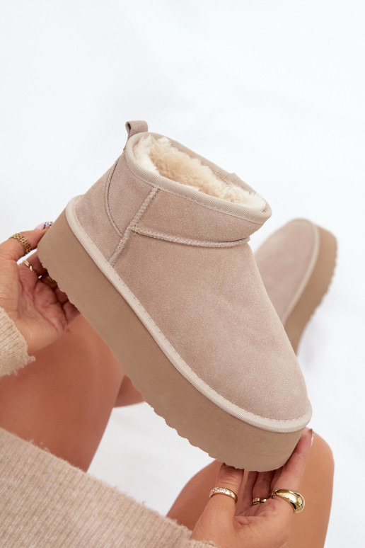 Women's snow boots made of natural suede beige Mairene