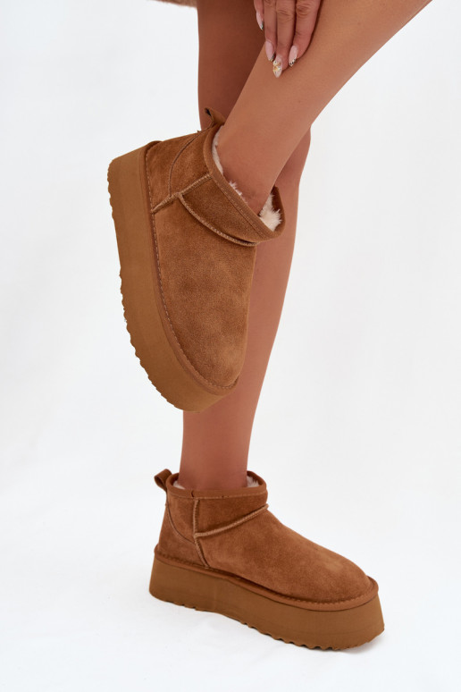 Women's Snow Boots Made of Natural Suede Camel Mairene