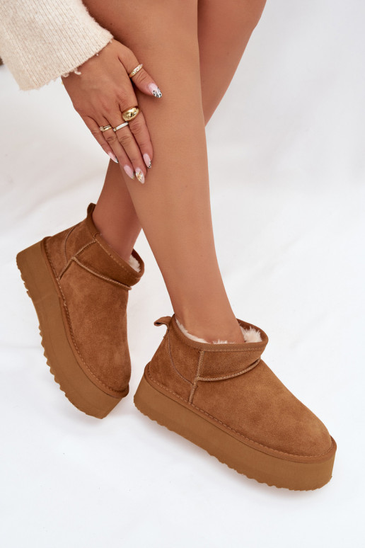 Women's Snow Boots Made of Natural Suede Camel Mairene
