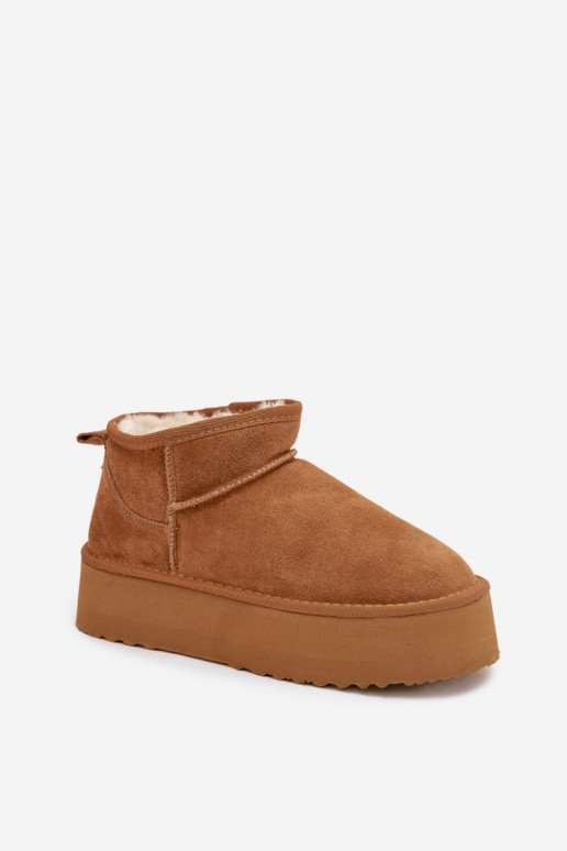 Women's Snow Boots Made of Natural Suede Camel Mairene