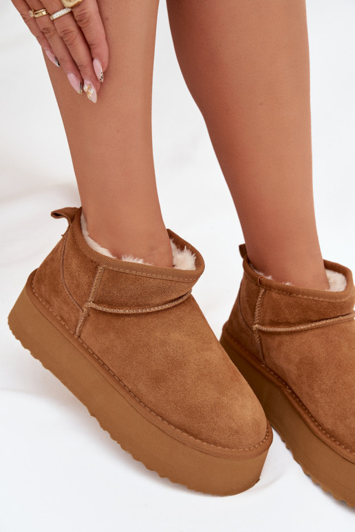 Women's Snow Boots Made of Natural Suede Camel Mairene