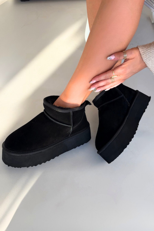 Women's Snow Boots Made of Natural Suede Black Mairene