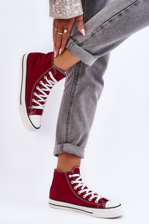 Women's Classic High-Top Sneakers Burgundy Remos