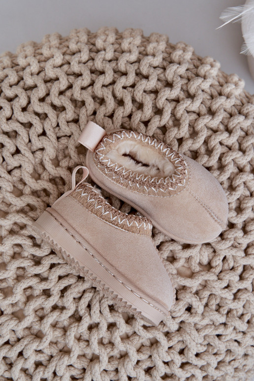 Snow Boots Kids Platform Insulated With Fur Light Beige Vilabria