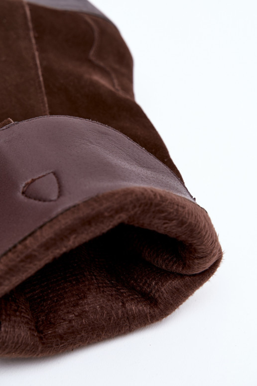 Leather Suede Cowboy Boots Women's Insulated Chocolate Urselle