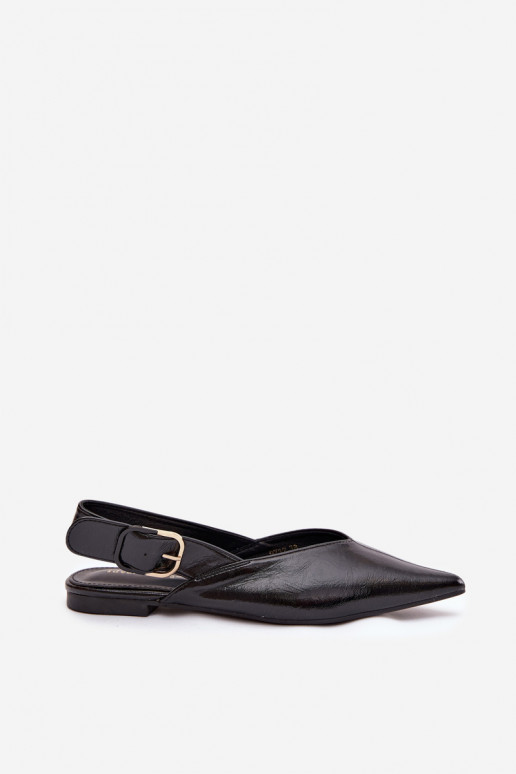 Patent Leather Ballerinas With Clasp Black Rinalle
