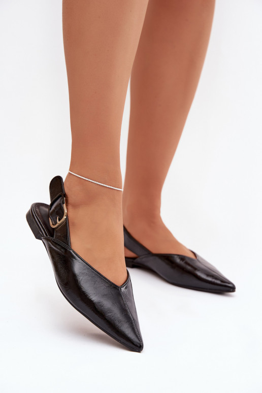 Patent Leather Ballerinas With Clasp Black Rinalle