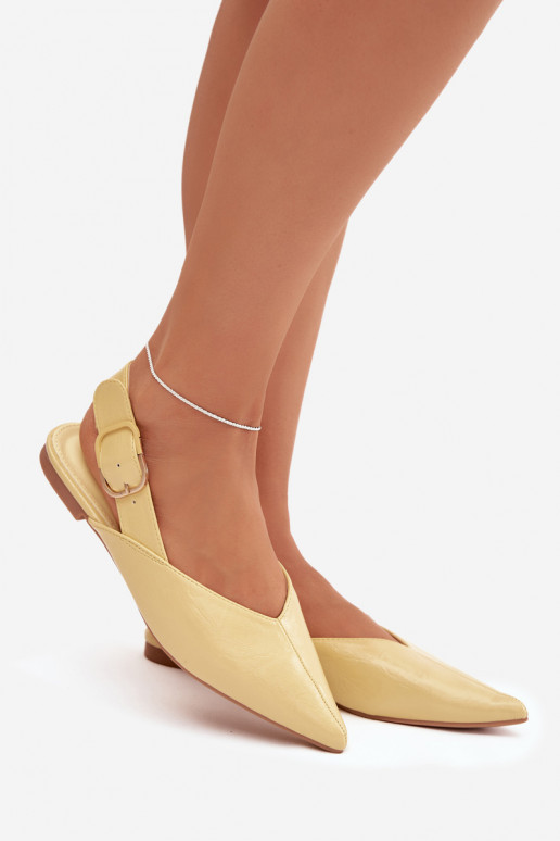 Patent Leather Ballerinas with Buckle Yellow Rinalle