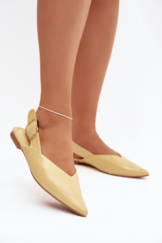 Patent Leather Ballerinas with Buckle Yellow Rinalle