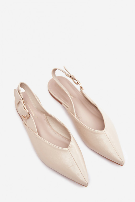 Patent Leather Ballerinas with Buckle Beige Rinalle