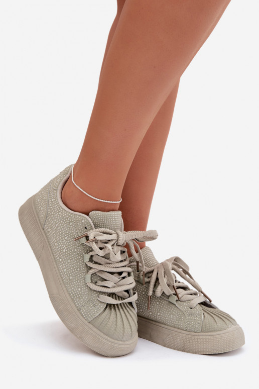 Zdobione Sneakersy Damskie Zielone Calissea