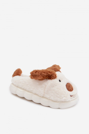 Children's Furry Slippers Puppies Brown Farnise