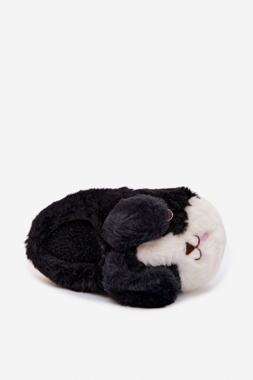 Children's Furry Slippers Dogs Black Farnise