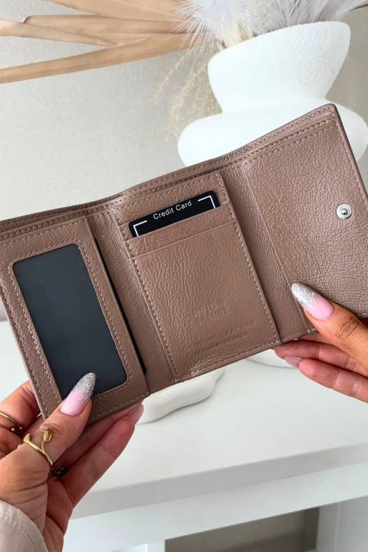 Lacquered Women's Wallet With Tiny Details Beige Cermina