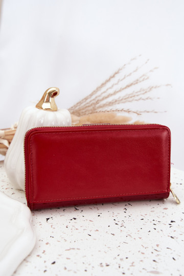 Glossy Ladies Wallet with Gold Detail Red Evlinne 2