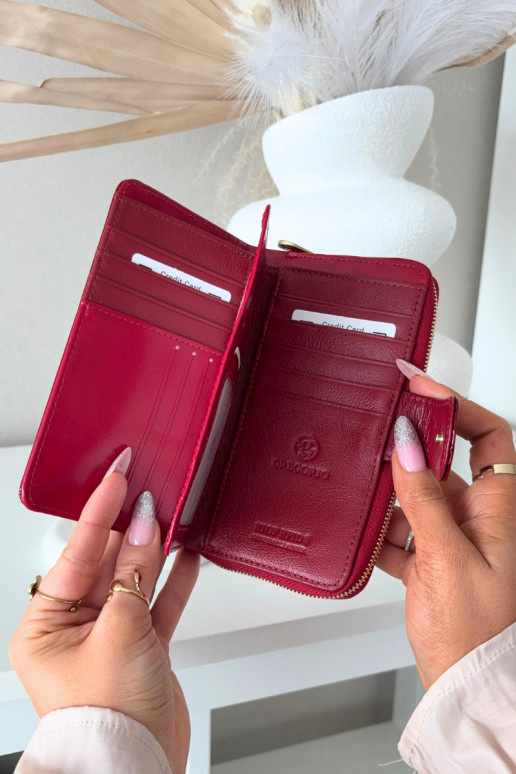 Glossy Ladies Wallet with Gold Detail Red Evlinne