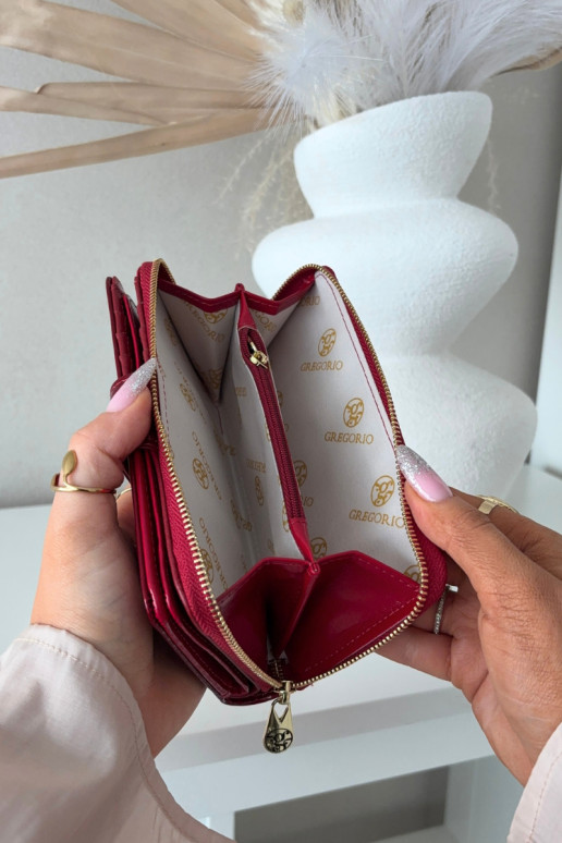 Glossy Ladies Wallet with Gold Detail Red Evlinne