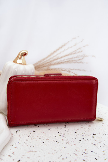 Lacquered Ladies Wallet with Embossing and Gold Detail Red Evlinne 2
