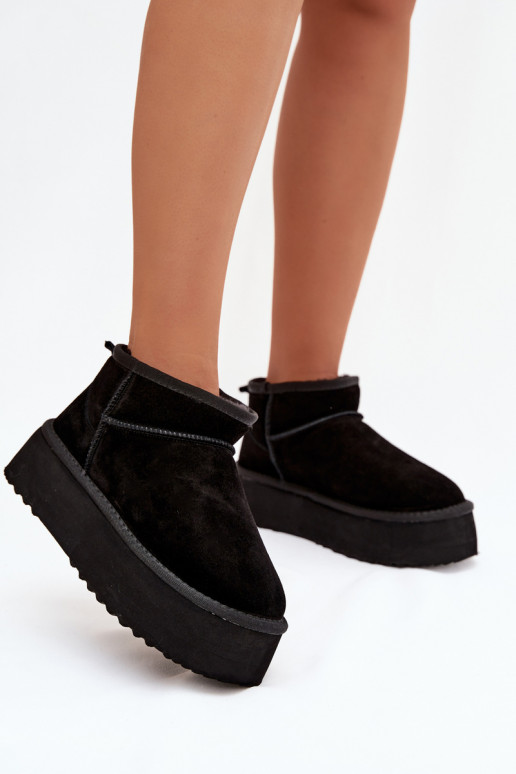Women's Snow Boots Made of Natural Suede Black Mairene
