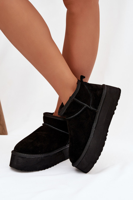 Women's Snow Boots Made of Natural Suede Black Mairene
