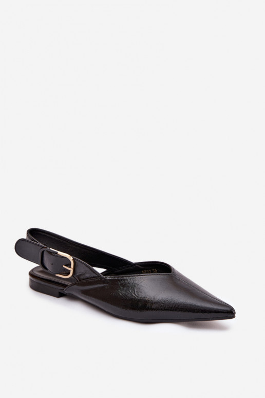Patent Leather Ballerinas With Clasp Black Rinalle