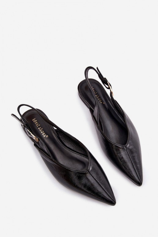 Patent Leather Ballerinas With Clasp Black Rinalle