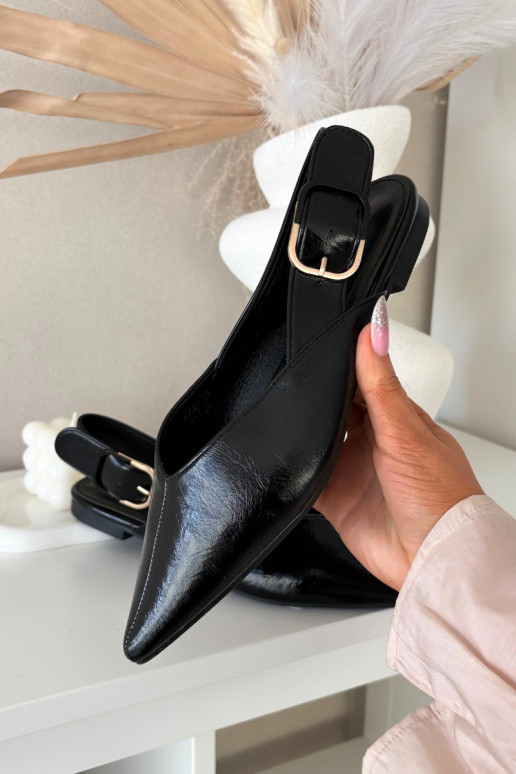 Patent Leather Ballerinas With Clasp Black Rinalle