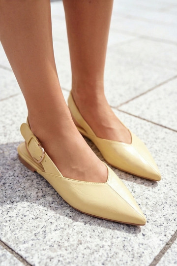Patent Leather Ballerinas with Buckle Yellow Rinalle