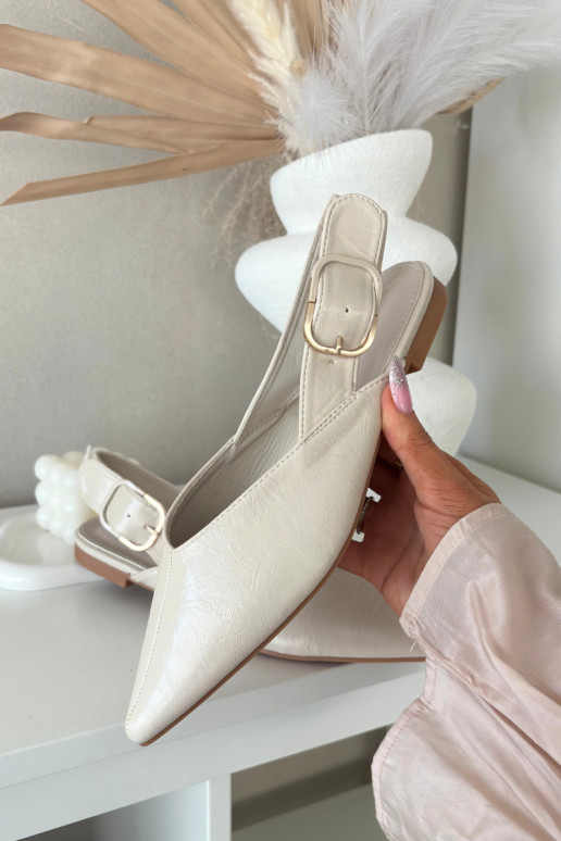 Patent Leather Ballerinas with Buckle Beige Rinalle