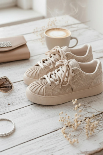 Decorated Women's Sneakers Beige Calissea 2