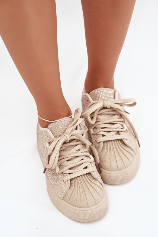 Decorated Women's Sneakers Beige Calissea