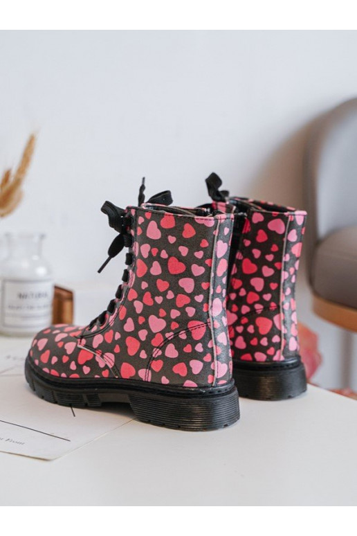 Kids' Lined Boots with Zipper Black-Pink Dolida