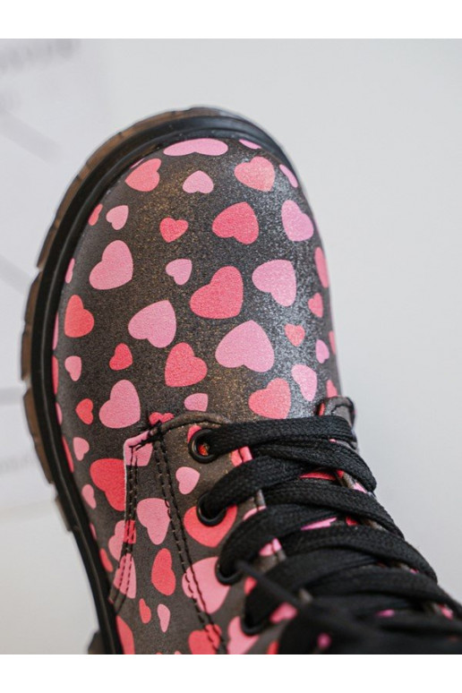 Kids' Lined Boots with Zipper Black-Pink Dolida