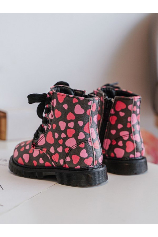 Kids' Lined Boots with Zipper Black-Pink Dolida