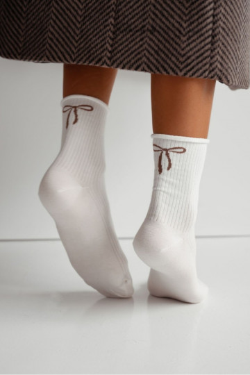 Women's Non-Pressure Socks Frotte Ecru