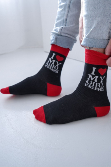 Men's Socks With the Text I LOVE MY GIRLFRIEND Black