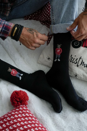 Men's Socks Bear In Sweater Black