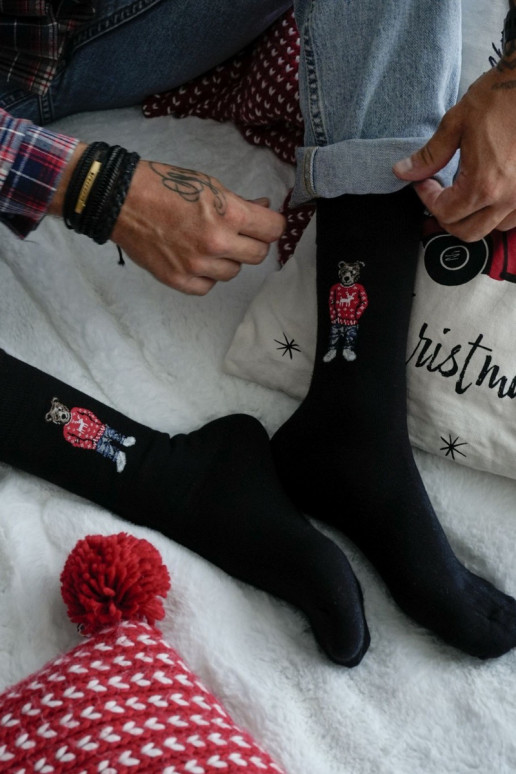 Men's Socks Little Bear In Glasses Black