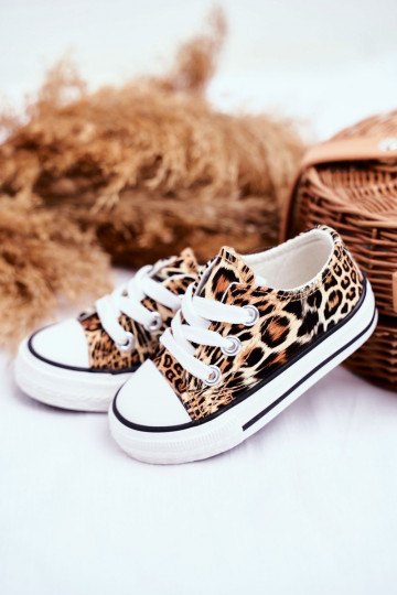 Children's Sneakers With Leopard Print Camel Berni 2