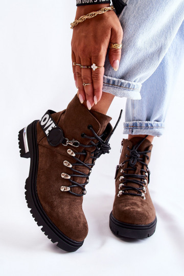 Suede Warm Boots With A Belt Dark Brown Aurelio 2