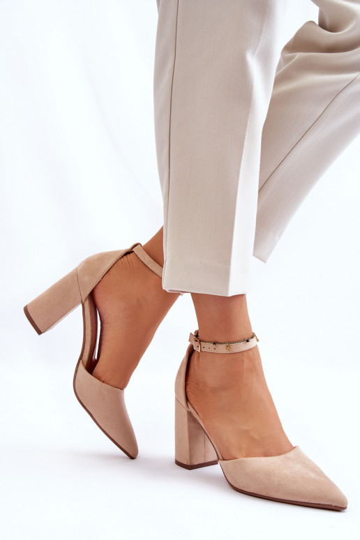 Suede Heel Pumps Beige Lexie