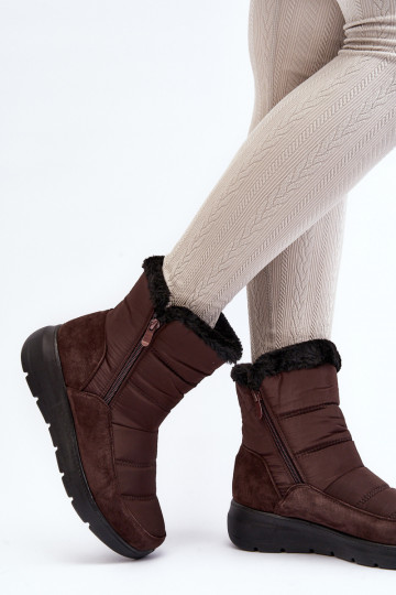 Women's Snow Boots with Fur Brown Primose