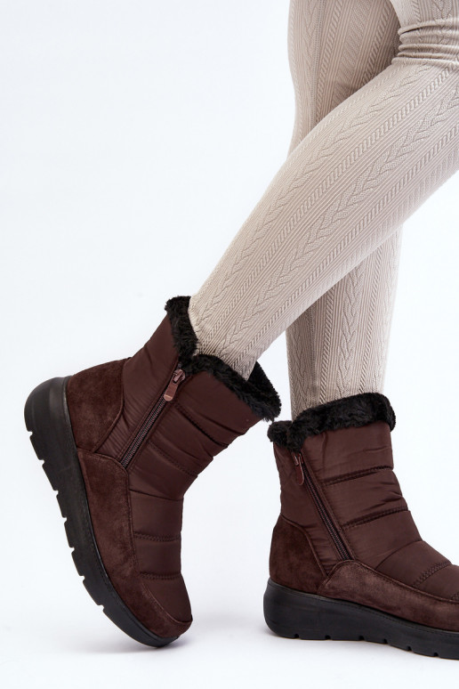 Women's Snow Boots with Fur Brown Primose