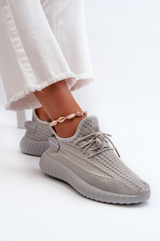 Women's Gray Fabric Slip-On Sports Shoes Nelmarie