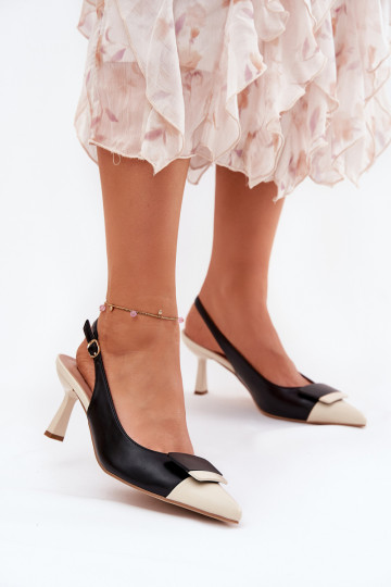 Elegant High Heels With Decoration Eco Leather Black Ottoles 2