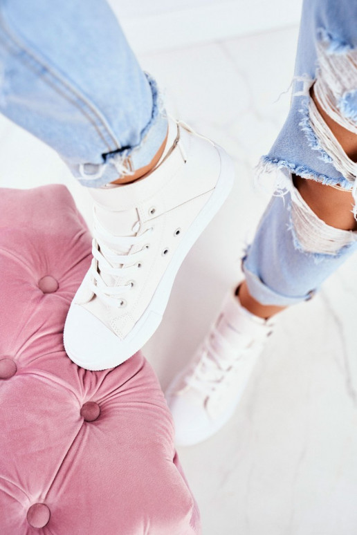 Women's Leather High Sneakers BIG STAR V274541 White