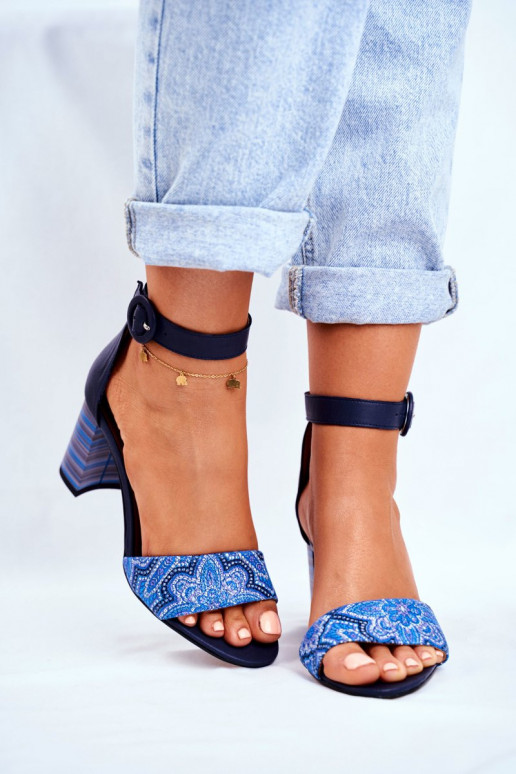 Women's Sandals Maciejka Leather Navy Blue 04235-17/00-5