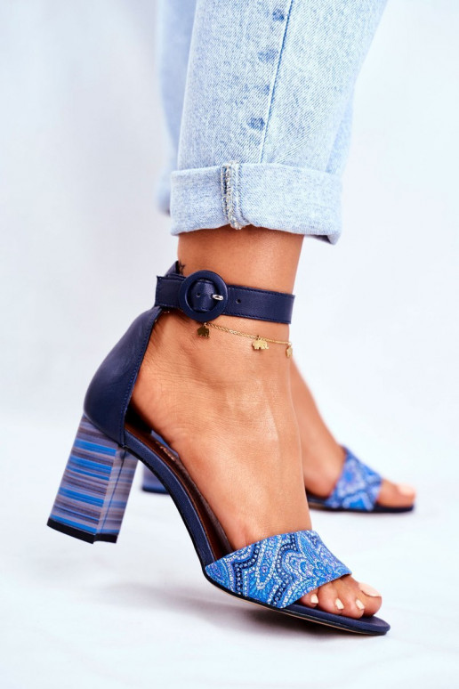 Damskie Sandały Maciejka Skórzane Granatowe 04235-17/00-5