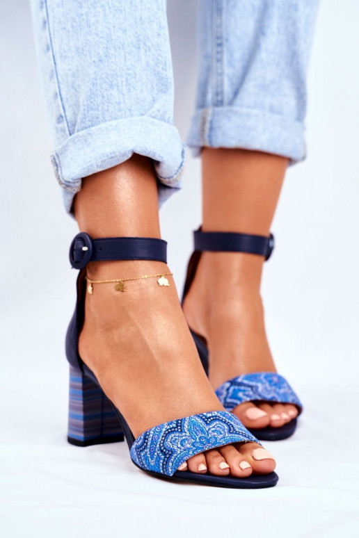 Women's Sandals Maciejka Leather Navy Blue 04235-17/00-5