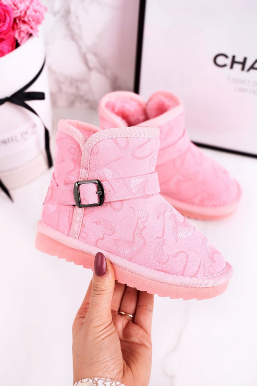 Children's Snow Boots With Fur Pink Kawai